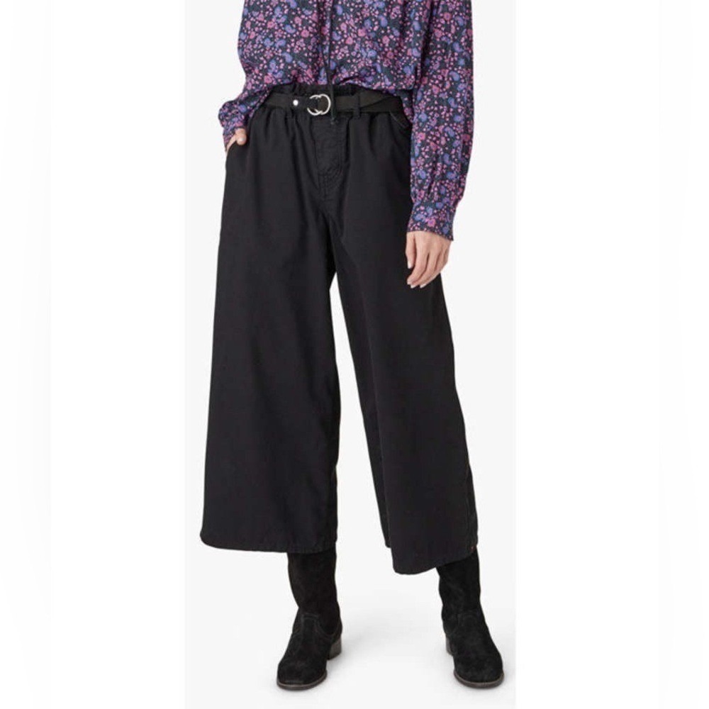NWT Xirena Cormick 100% Cotton Wide Leg Crop Ankle Pants Black M Casual Fall